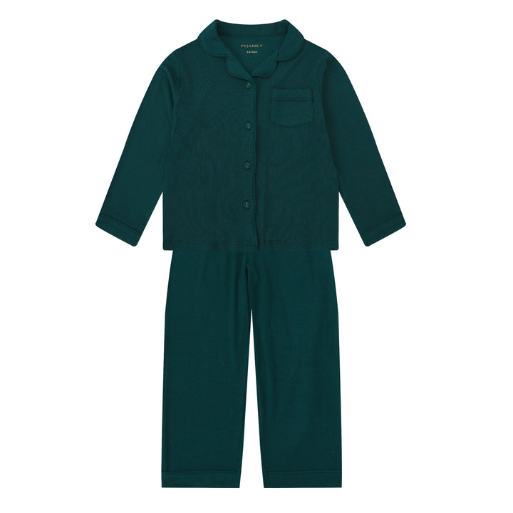 MIDNIGHT JEWEL (EMERALD GREEN) - Children's Two Piece Long Matching Pyjama Set