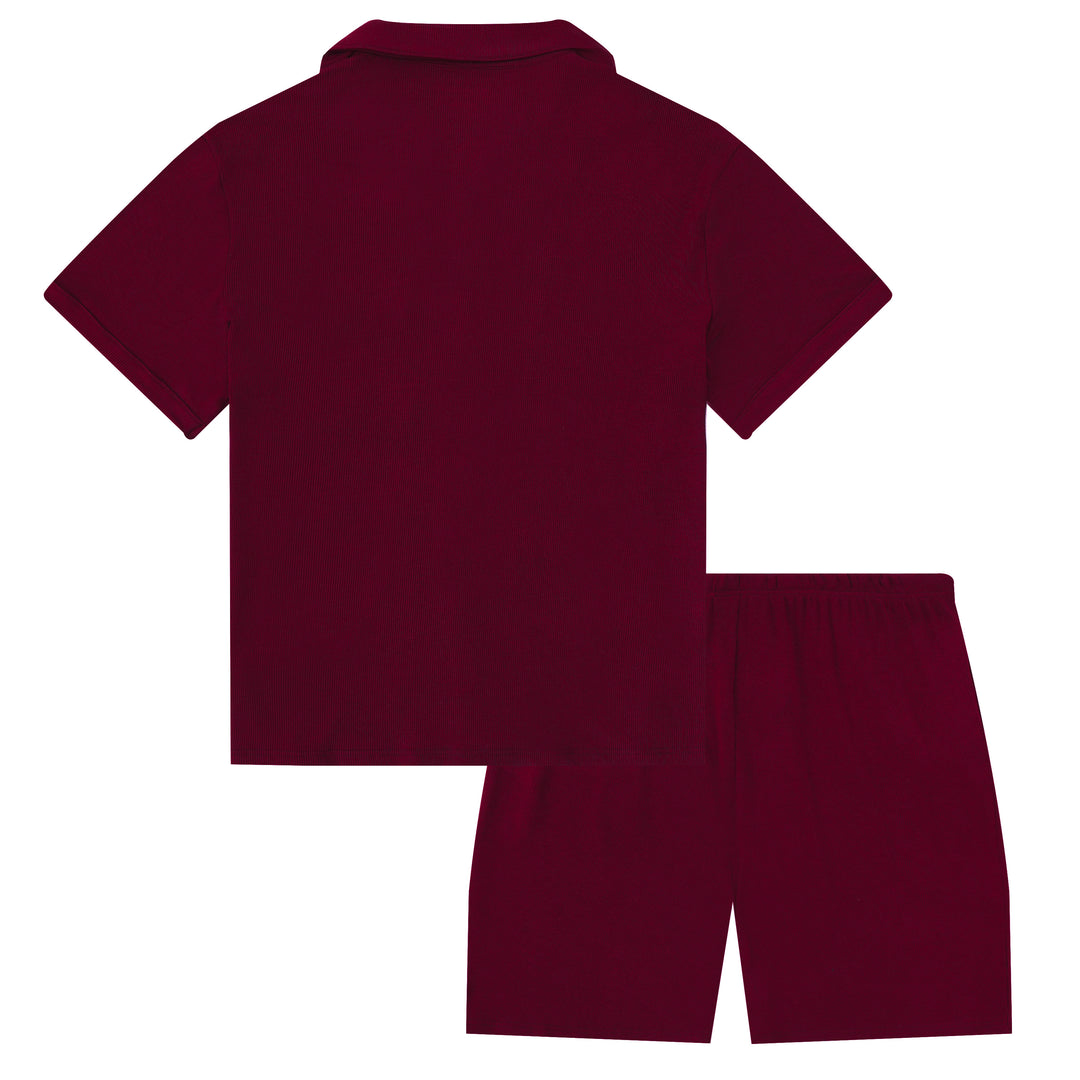MIDNIGHT JEWEL (RICH BURGUNDY) - Men's Two Piece Short Matching Pyjama Set