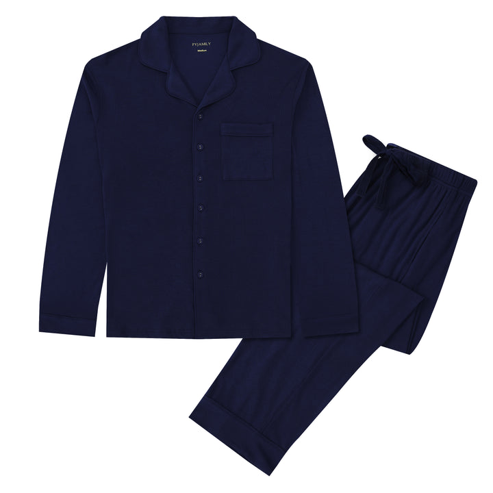 MIDNIGHT JEWEL (SAPPHIRE BLUE) - Men's Two Piece Long Matching Pyjama Set
