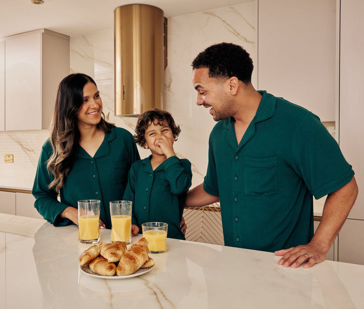 MIDNIGHT JEWEL (EMERALD GREEN) - Men's Two Piece Short Matching Pyjama Set