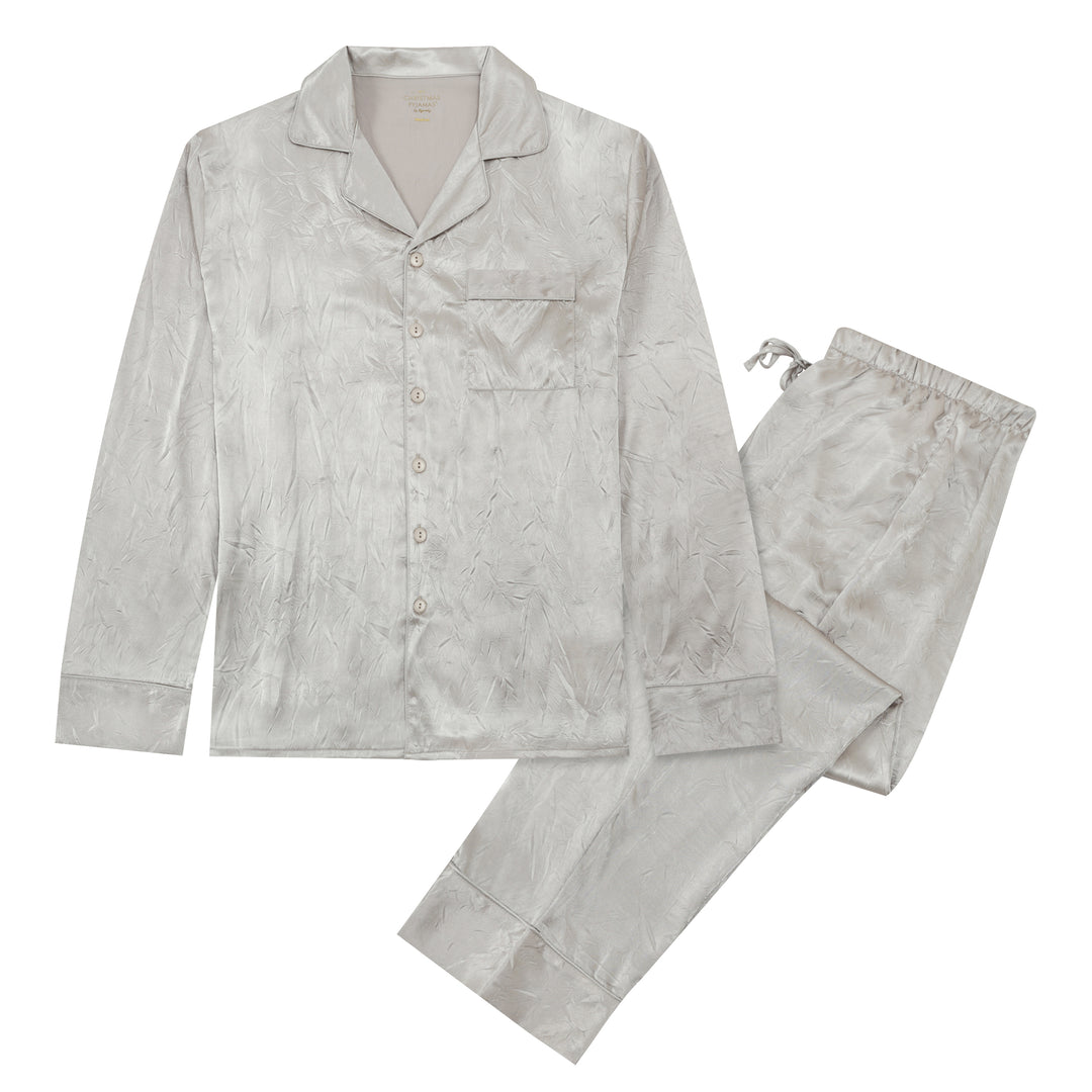 SILVER BELLS - Men's Satin Two Piece Long Matching Pyjama Set