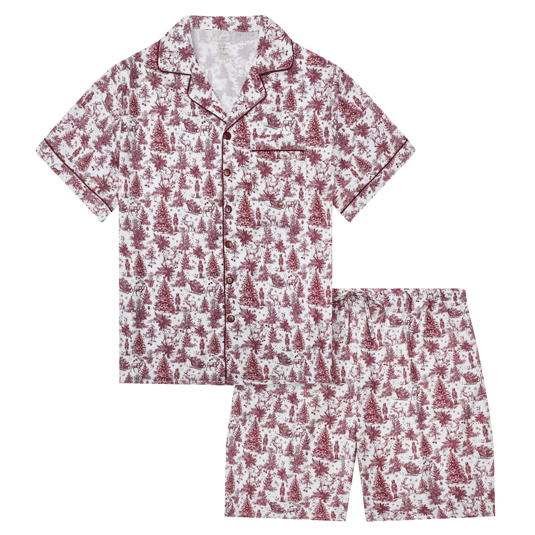 ENCHANTED TOILE - Men's Satin Two Piece Short Matching Pyjama Set