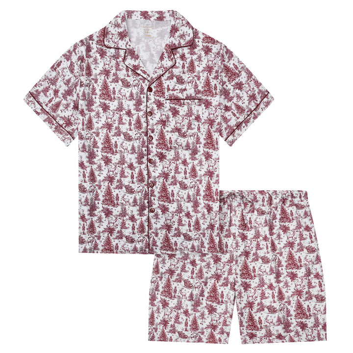 ENCHANTED TOILE - Men's Satin Two Piece Short Matching Pyjama Set