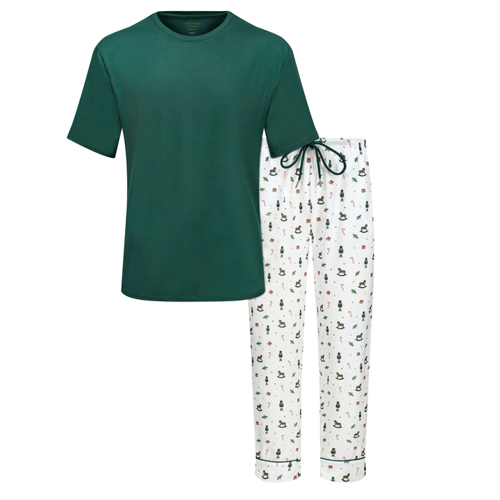 HOLIDAY MAGIC - Men's Two Piece Long Matching Pyjama Set (Short Sleeve) - My Christmas Pyjamas