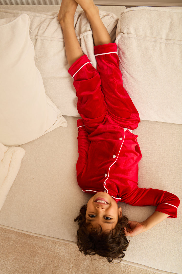 VELOUR ROUGE - Boy's Two Piece Long Matching Pyjama Set