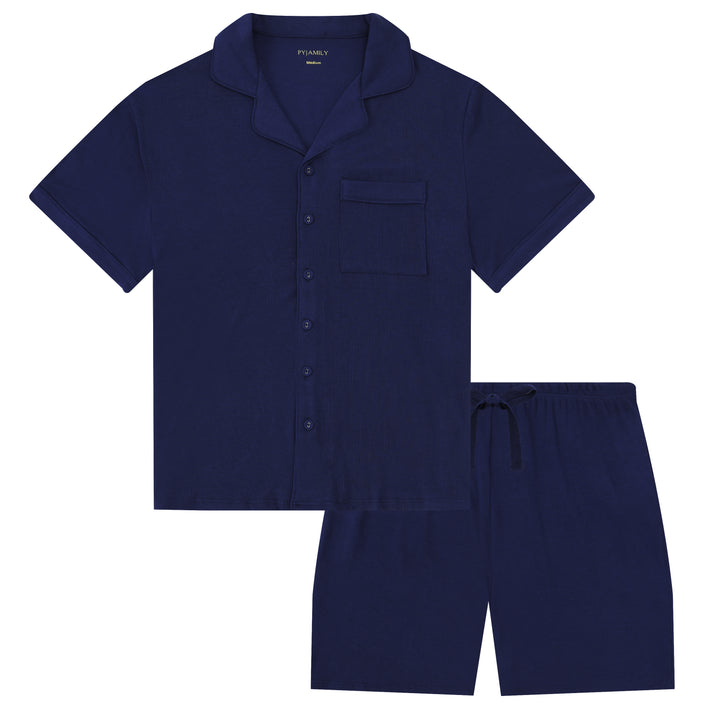 MIDNIGHT JEWEL (SAPPHIRE BLUE) - Men's Two Piece Short Matching Pyjama Set