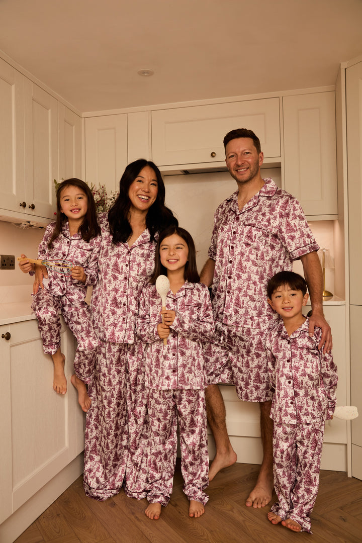 ENCHANTED TOILE - Men's Satin Two Piece Short Matching Pyjama Set