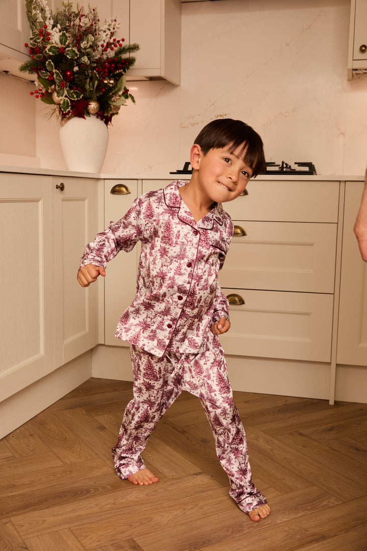 ENCHANTED TOILE - Children's Satin Two Piece Long Matching Pyjama Set