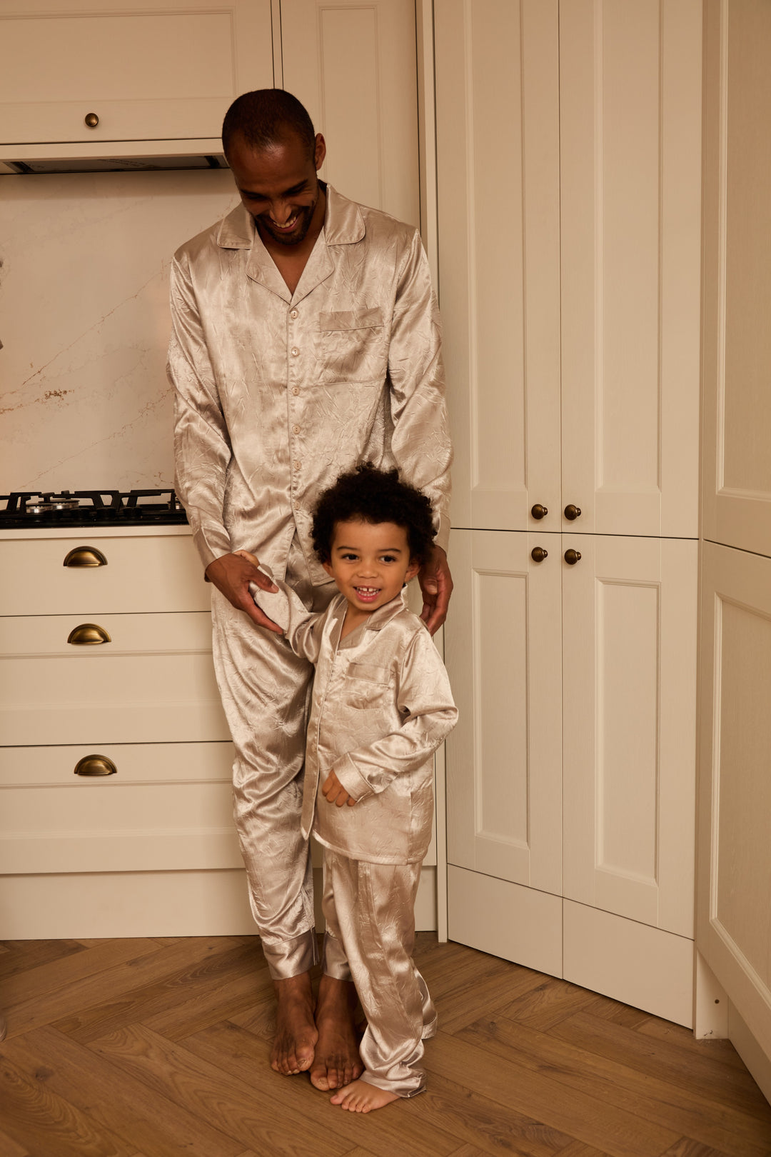 SILVER BELLS - Men's Satin Two Piece Long Matching Pyjama Set