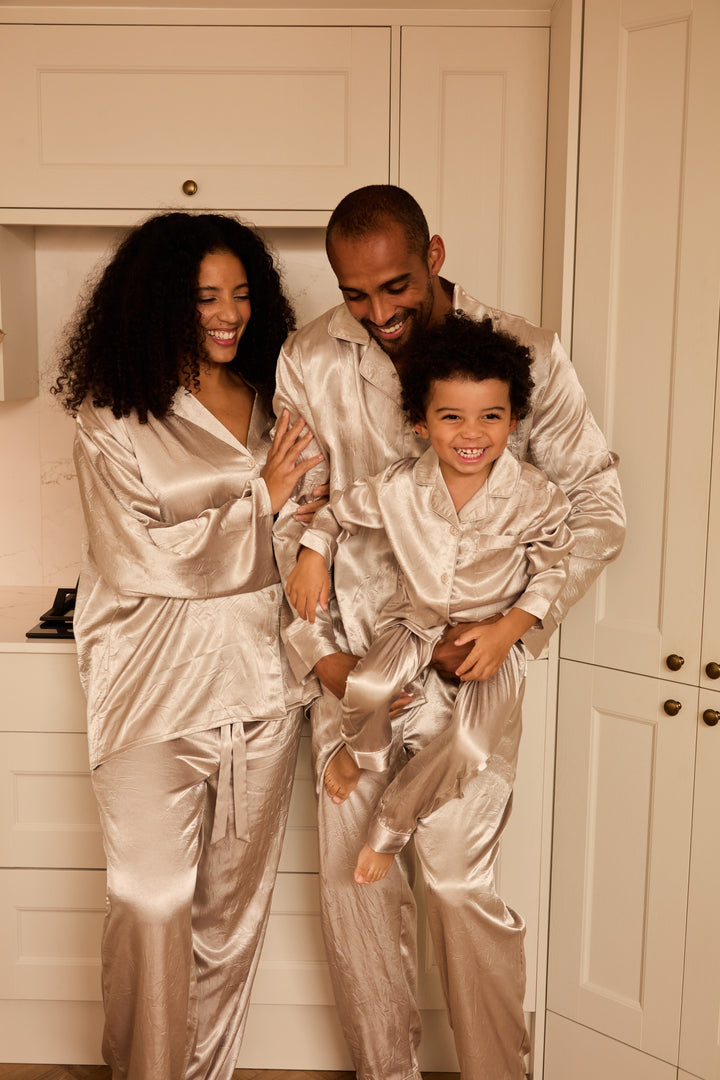 SILVER BELLS - Men's Satin Two Piece Long Matching Pyjama Set