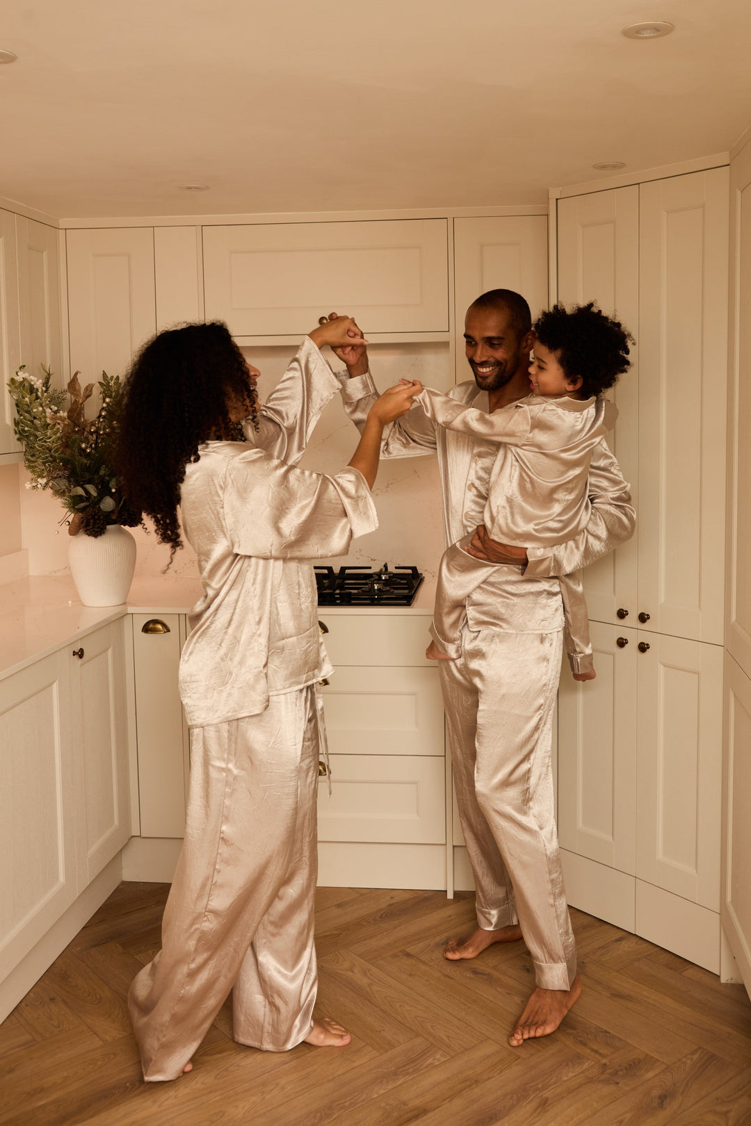SILVER BELLS - Children's Satin Two Piece Long Matching Pyjama Set