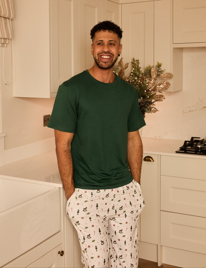HOLIDAY MAGIC - Men's Two Piece Long Matching Pyjama Set (Short Sleeve) - My Christmas Pyjamas