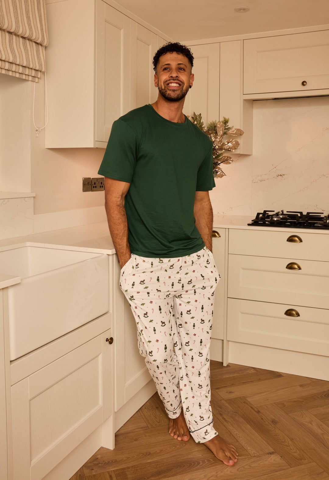 HOLIDAY MAGIC - Men's Two Piece Long Matching Pyjama Set (Short Sleeve) - My Christmas Pyjamas