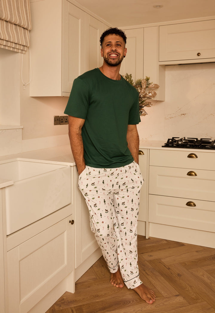 HOLIDAY MAGIC - Men's Two Piece Long Matching Pyjama Set (Short Sleeve) - My Christmas Pyjamas