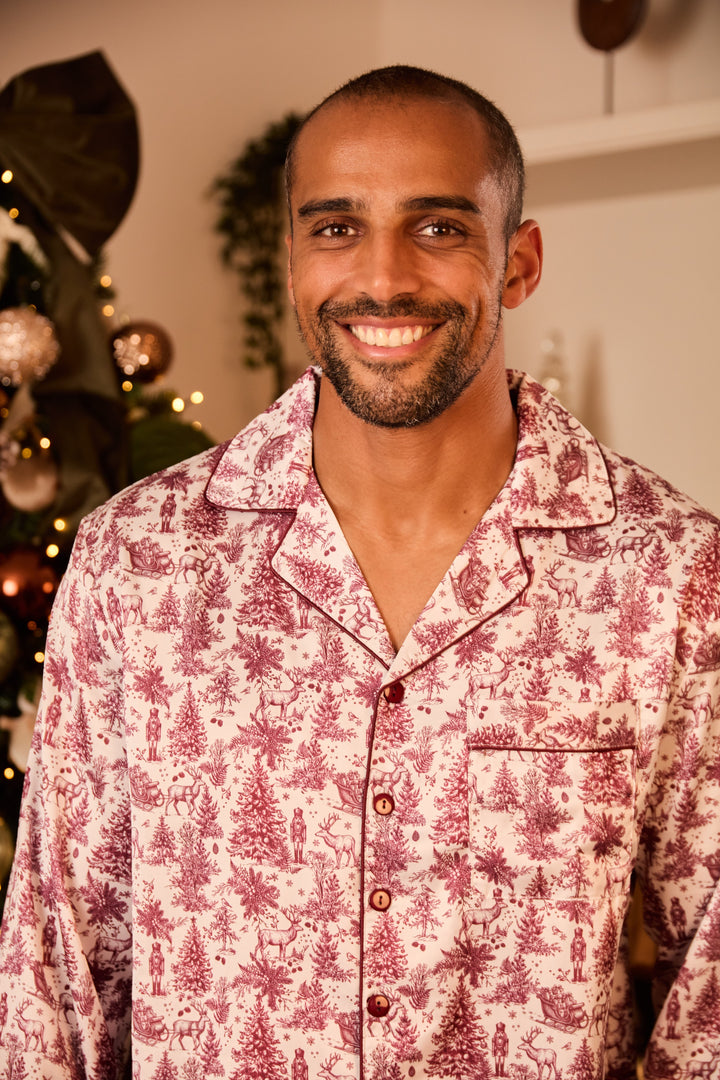 ENCHANTED TOILE - Men's Satin Two Piece Long Matching Pyjama Set
