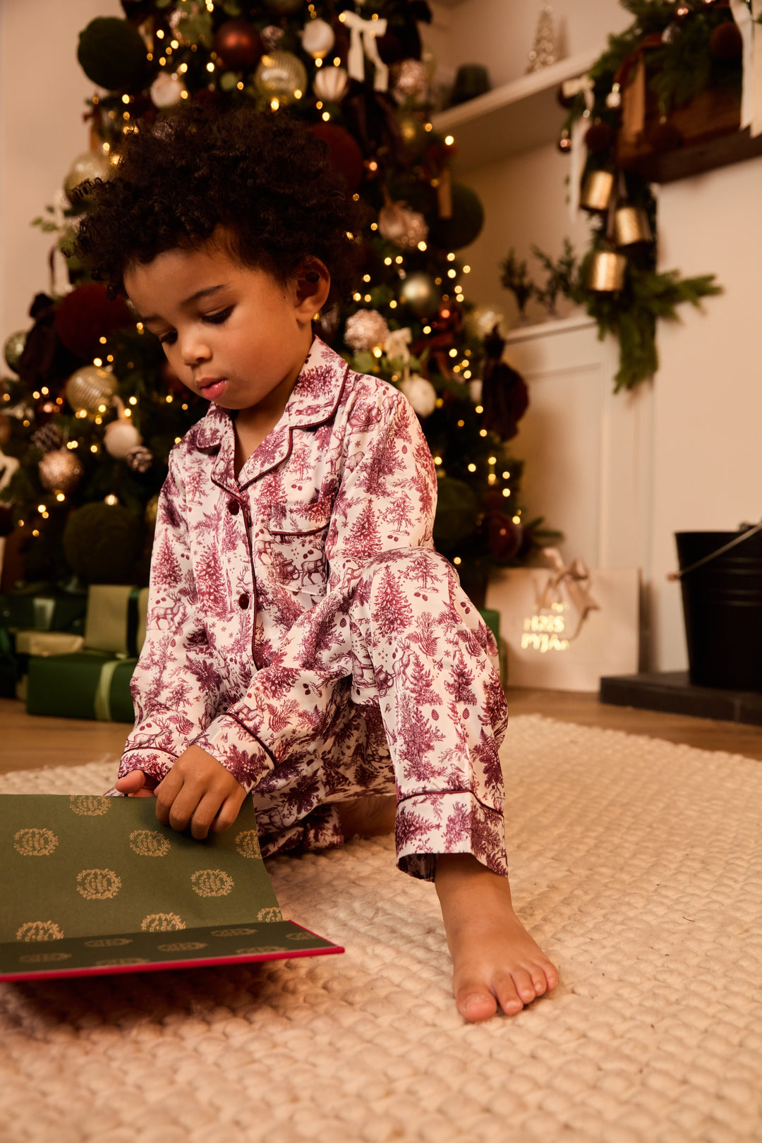 ENCHANTED TOILE - Children's Satin Two Piece Long Matching Pyjama Set
