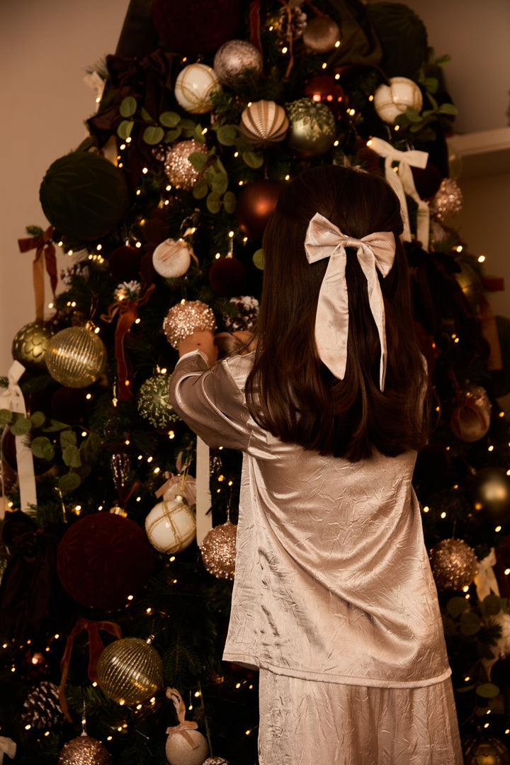 SILVER BELLS - Satin Matching Hair Bow