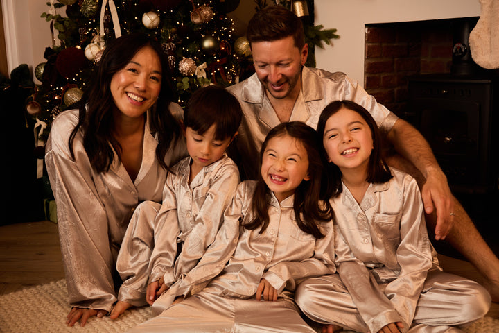 SILVER BELLS - Children's Satin Two Piece Long Matching Pyjama Set