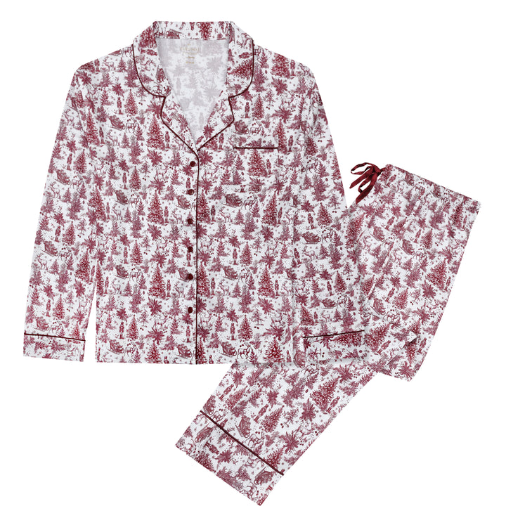 ENCHANTED TOILE - Women's Satin Two Piece Long Matching Pyjama Set