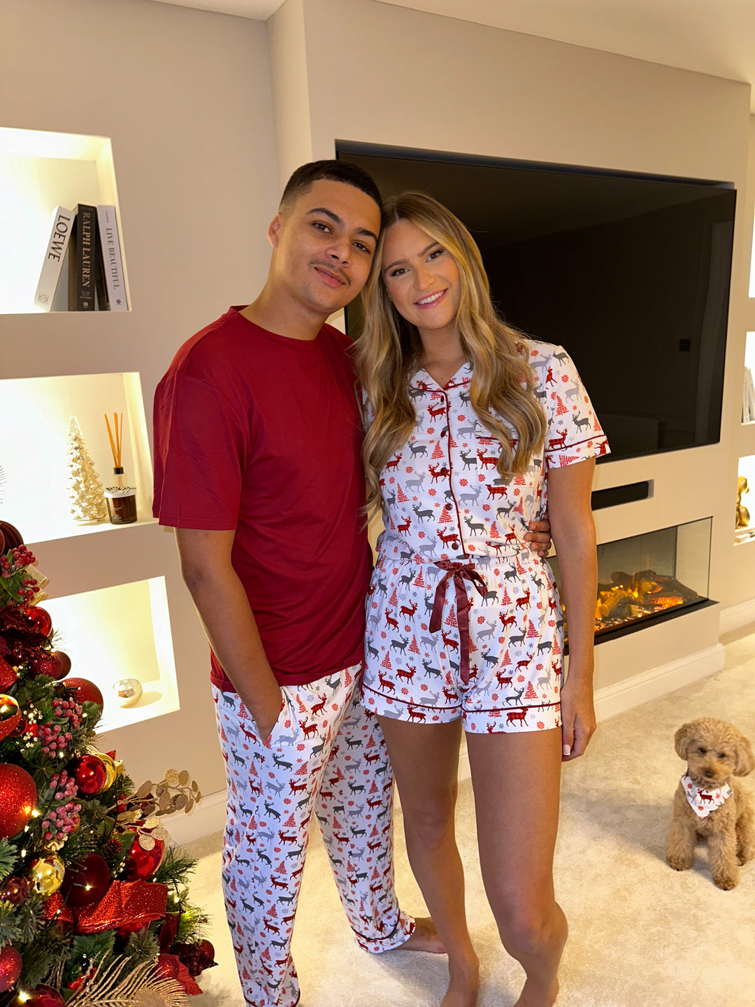 CHRISTMAS KISSES - Men's Two Piece Long Matching Pyjama Set (Short Sleeve)