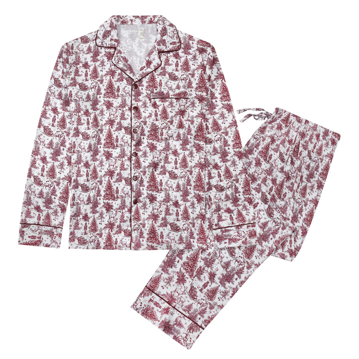 ENCHANTED TOILE - Men's Satin Two Piece Long Matching Pyjama Set
