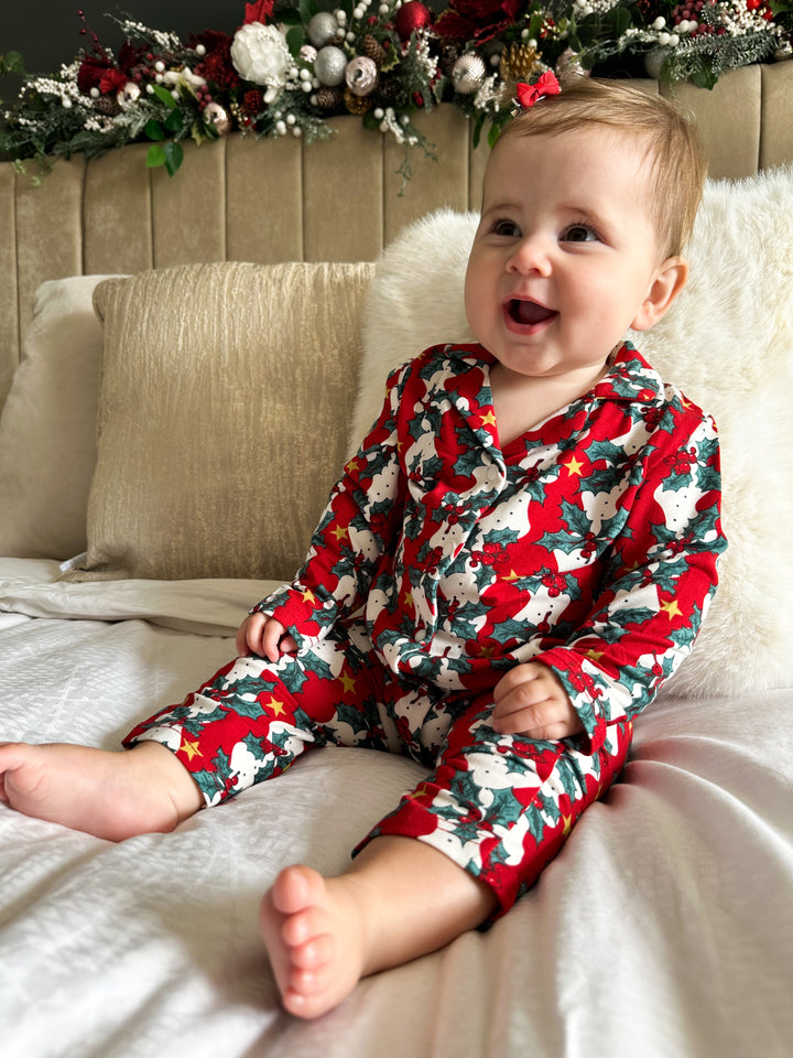 MISTLETOE & WINE - Baby's One Piece Matching Pyjamas