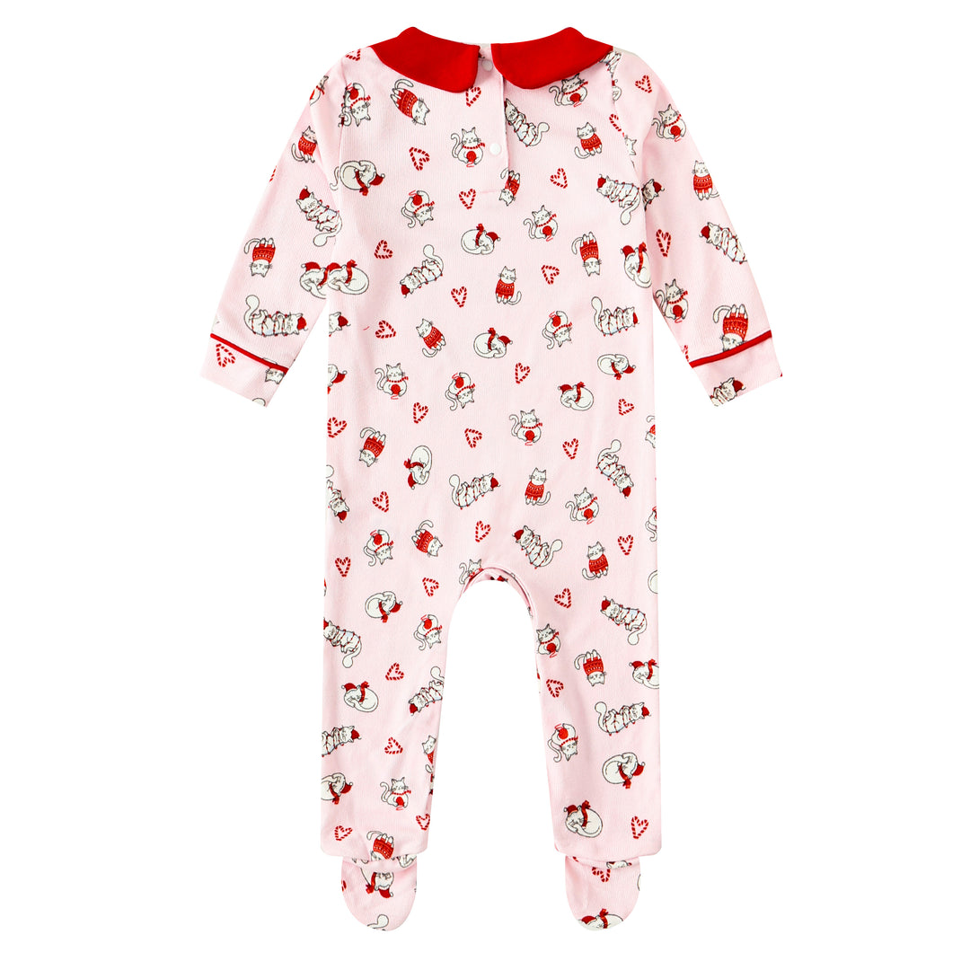 FELINE FESTIVE - Baby's One Piece Matching Pyjama Sleepsuit