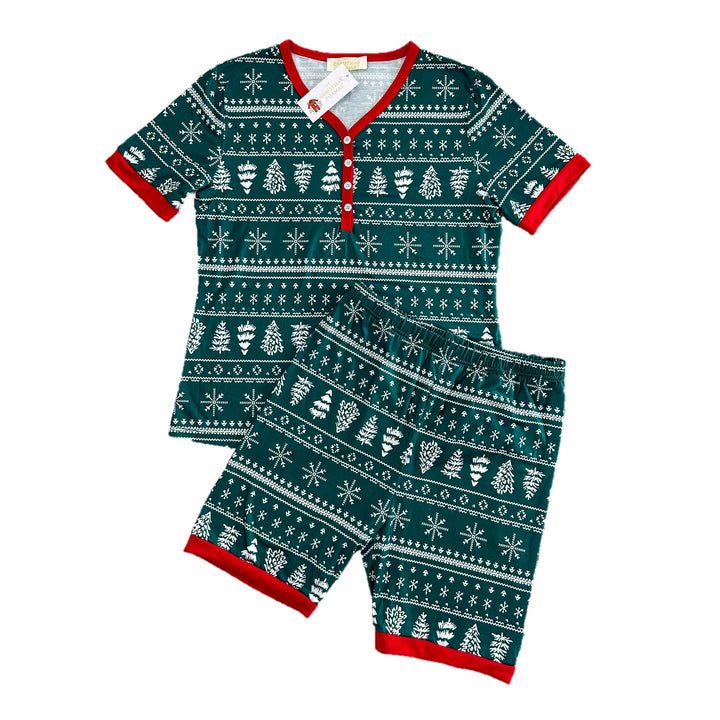 YULETIDE (2023) - Women's Two Piece Short Green Matching Pyjama Set