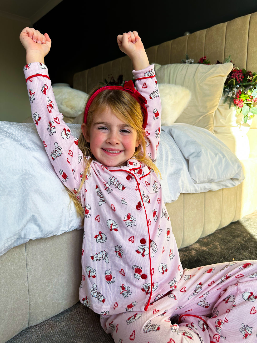 FELINE FESTIVE - Children's Two Piece Long Matching Pyjama Set