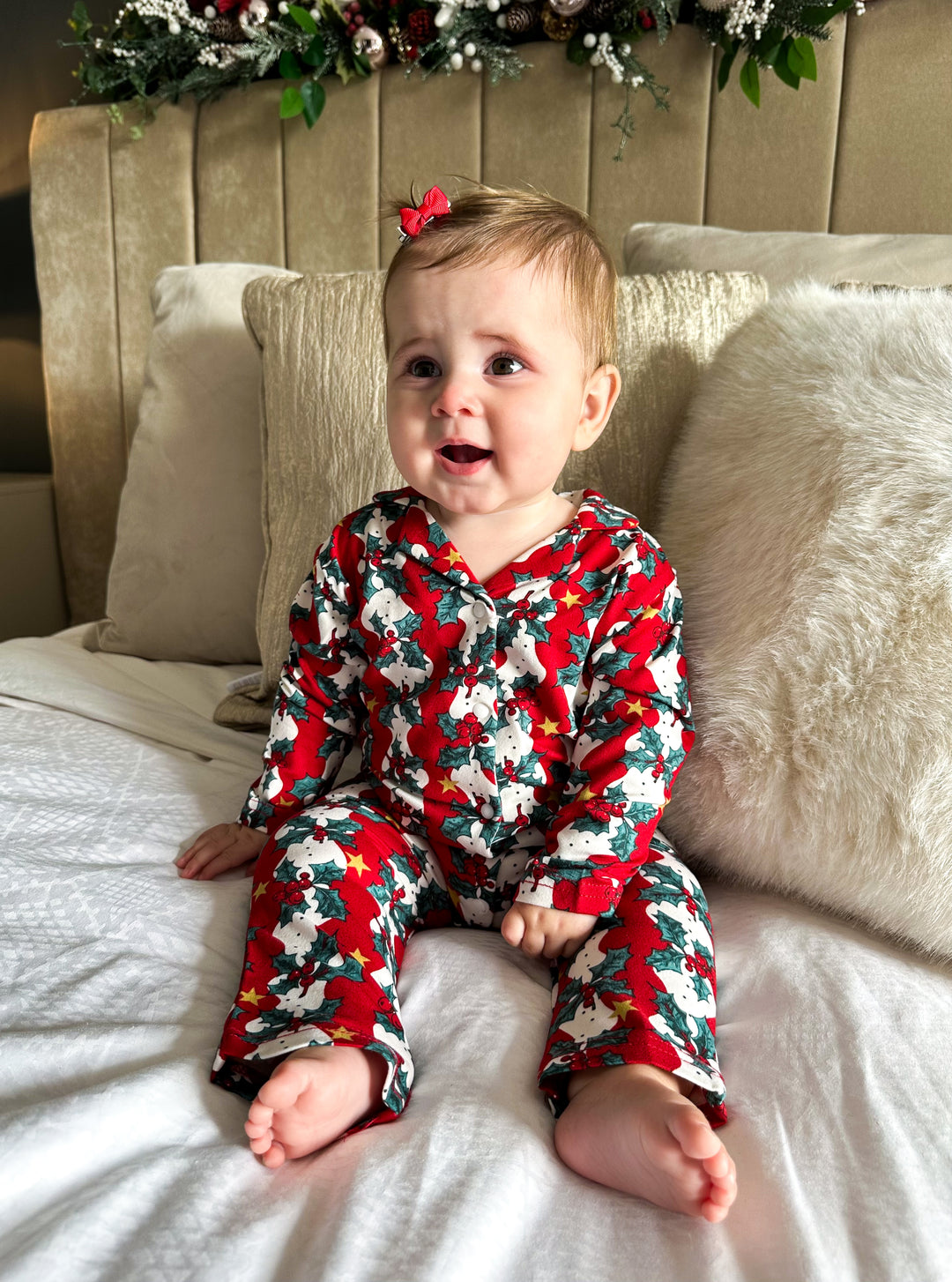 MISTLETOE & WINE - Baby's One Piece Matching Pyjamas