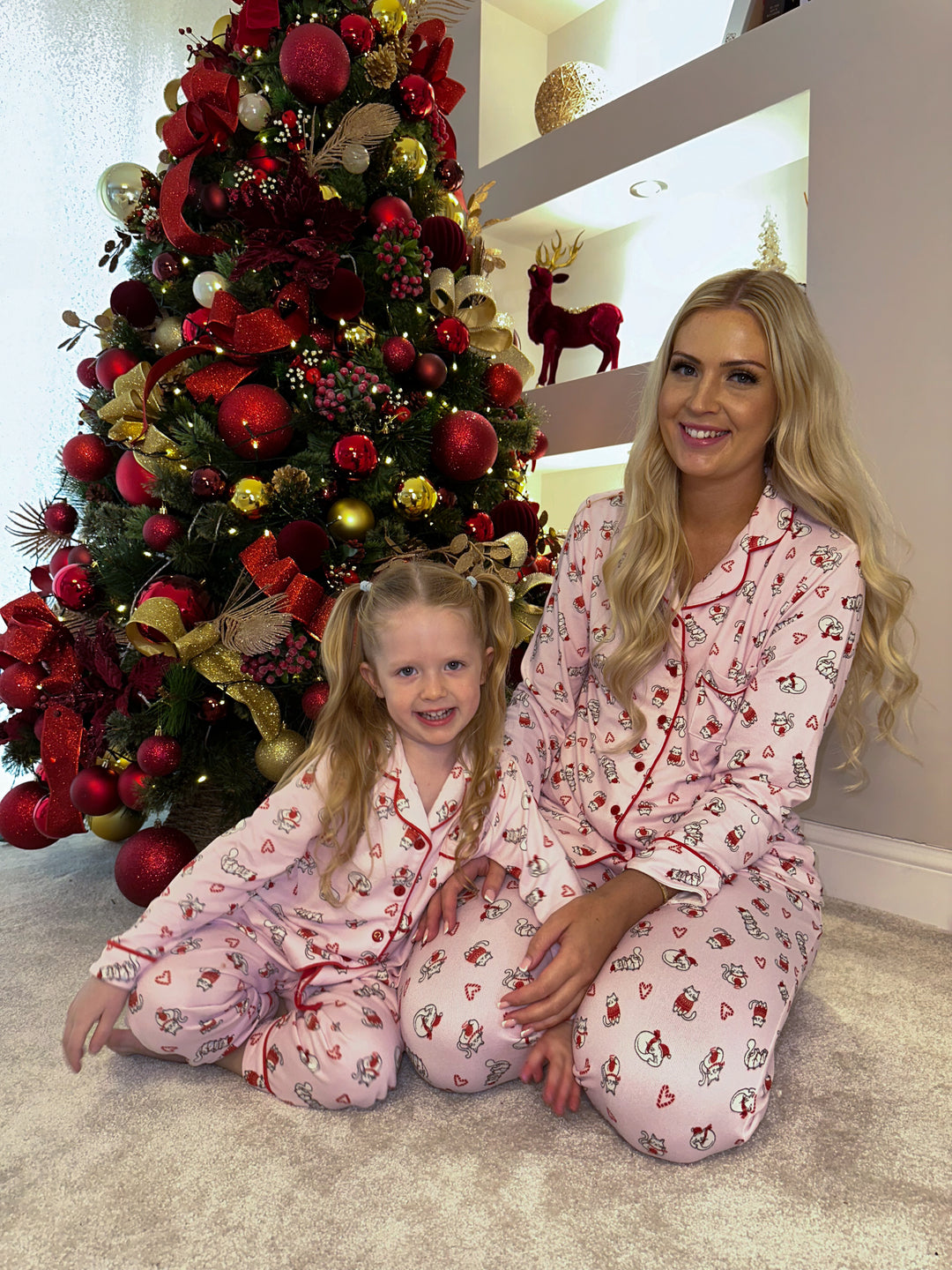 FELINE FESTIVE - Children's Two Piece Long Matching Pyjama Set