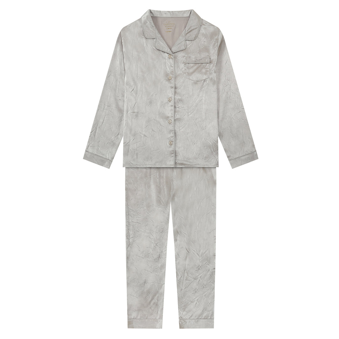SILVER BELLS - Children's Satin Two Piece Long Matching Pyjama Set