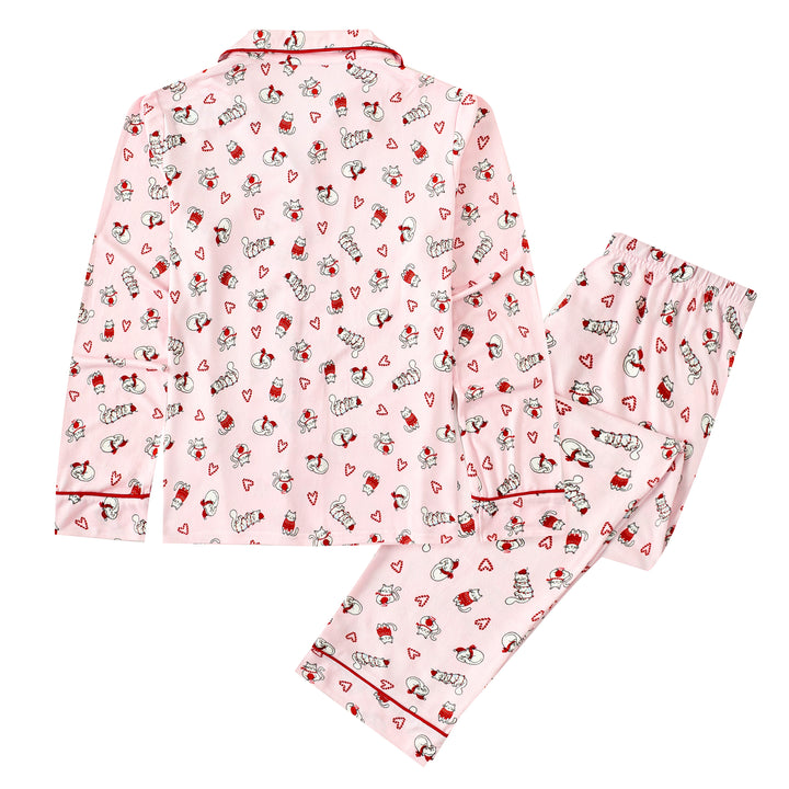 FELINE FESTIVE - Women's Two Piece Long Matching Pyjama Set