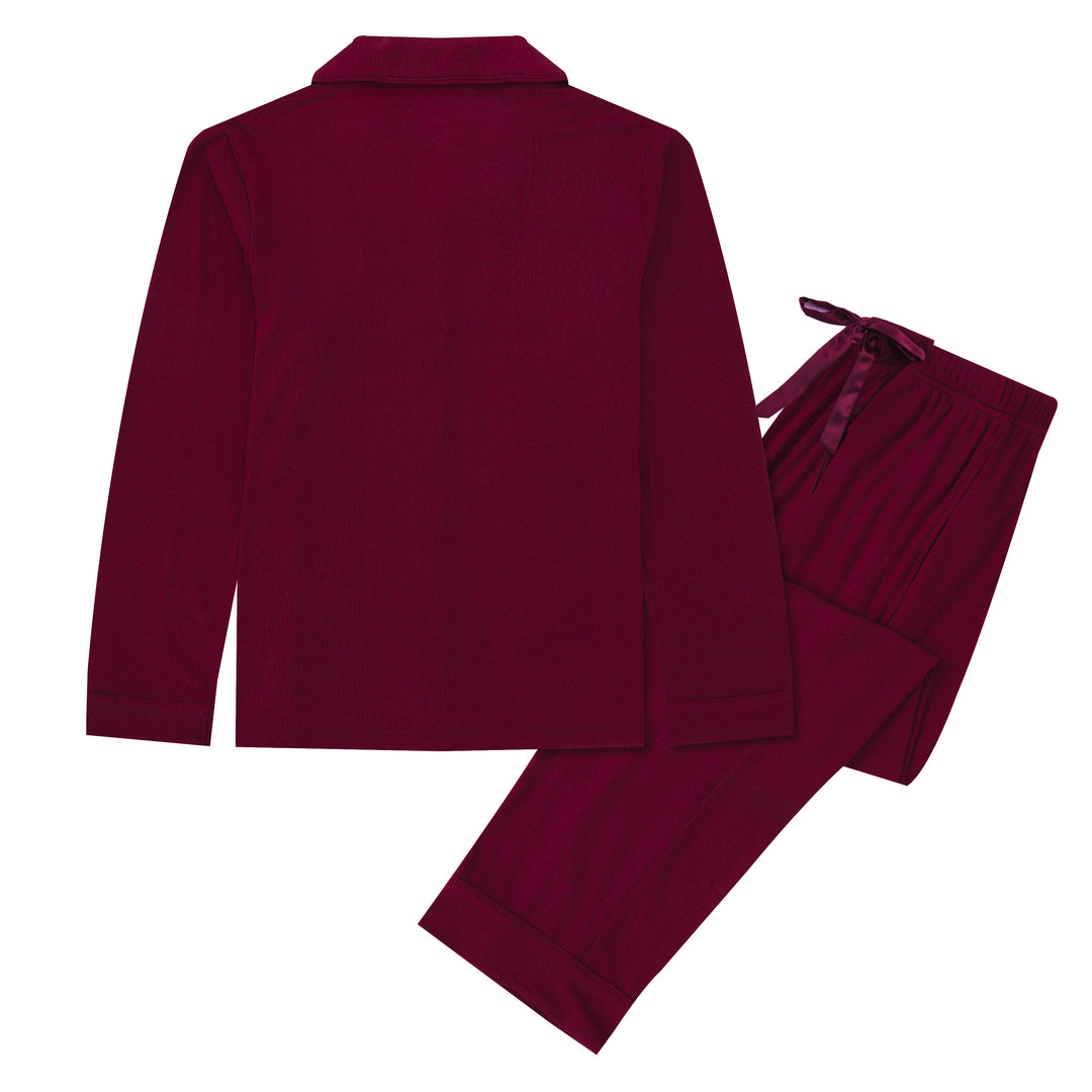 MIDNIGHT JEWEL (RICH BURGUNDY) - Women's Two Piece Long Matching Pyjama Set