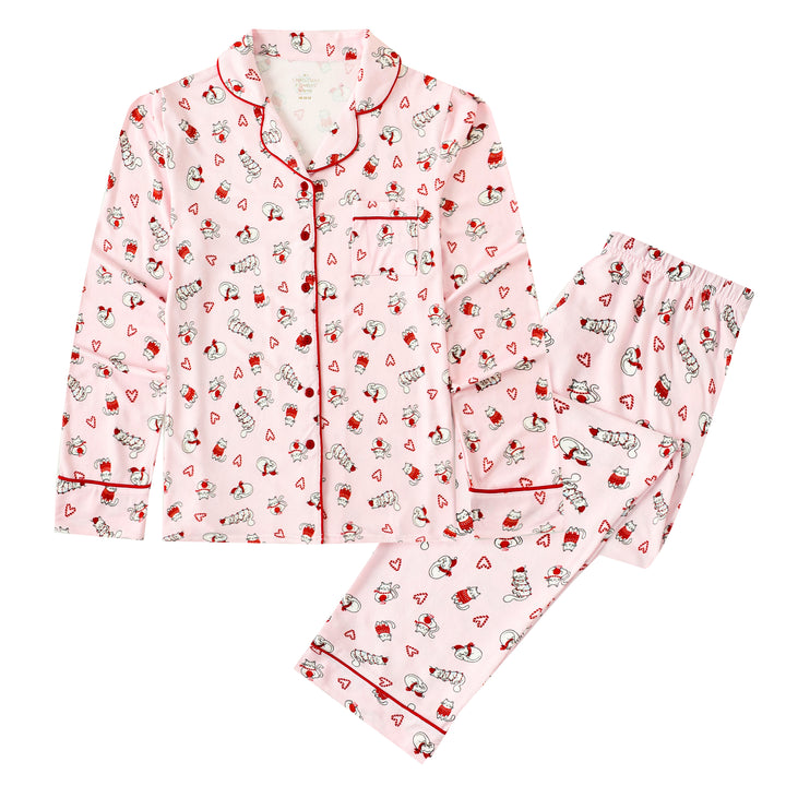 FELINE FESTIVE - Women's Two Piece Long Matching Pyjama Set