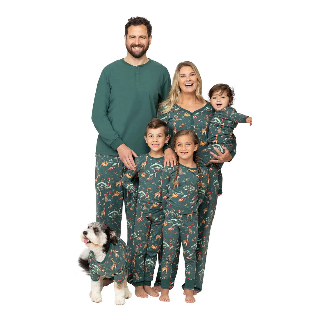 ENCHANTED ZOO - Men's Two Piece Green Matching Pyjama Set