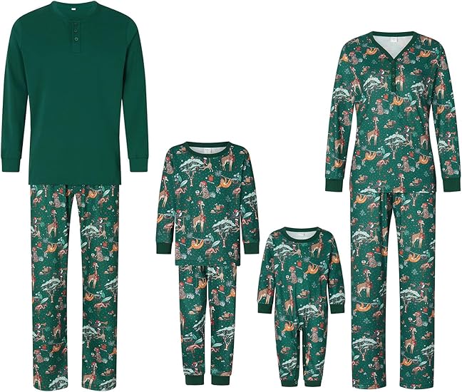 ENCHANTED ZOO - Men's Two Piece Green Matching Pyjama Set