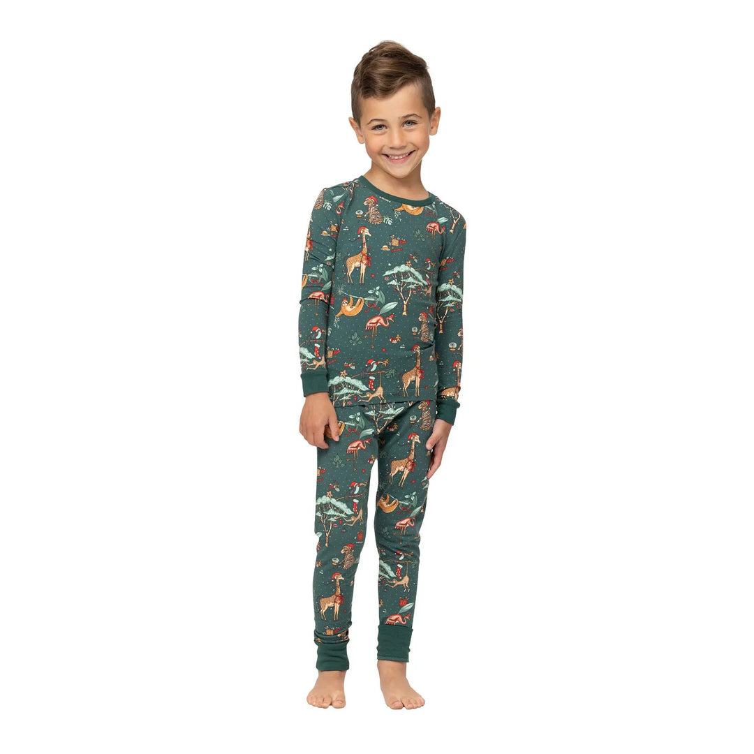 ENCHANTED ZOO - Children's Two Piece Piece Green Matching Pyjama Set