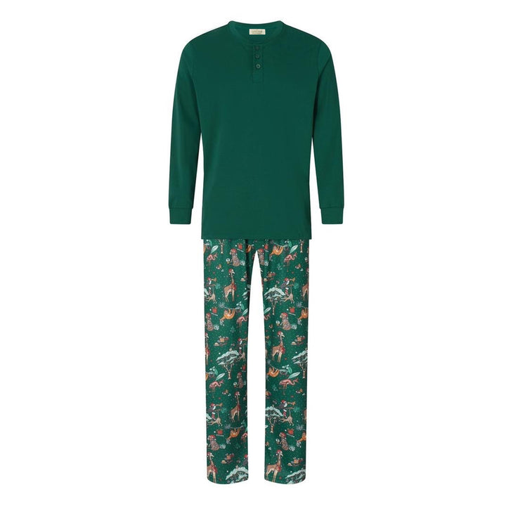 ENCHANTED ZOO - Men's Two Piece Green Matching Pyjama Set