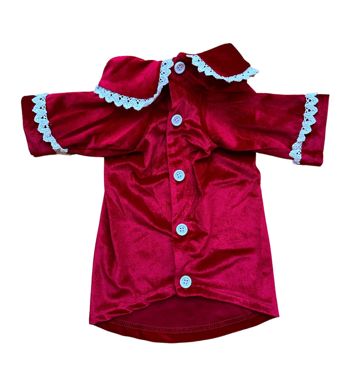 RED VELVET - Pet Red Plush Velour Matching Pyjamas