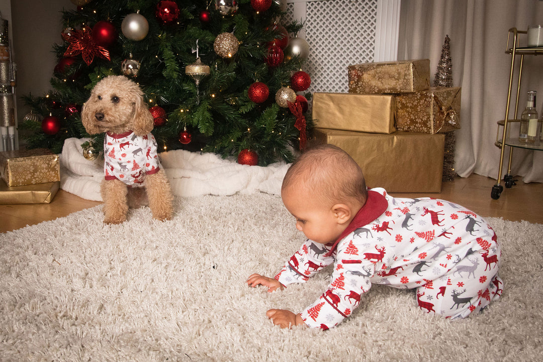 CHRISTMAS KISSES (2023) - Baby's One Piece Red Matching Pyjama Set