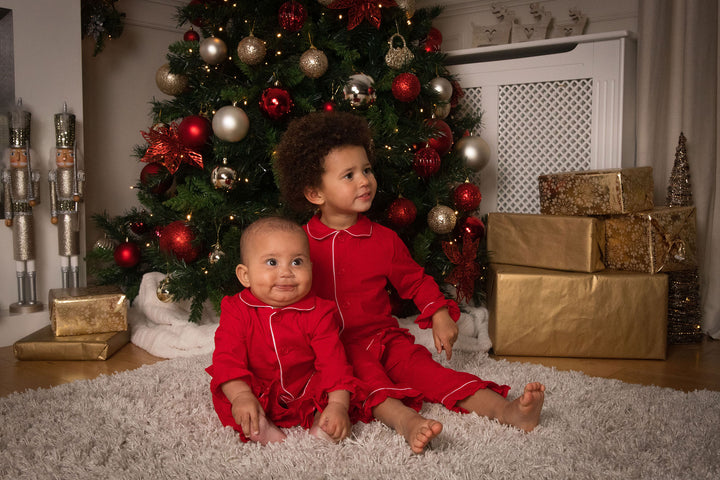 CANDY CANE - Girl's Red Two Piece Matching Pyjama Set *Option To Personalise!*