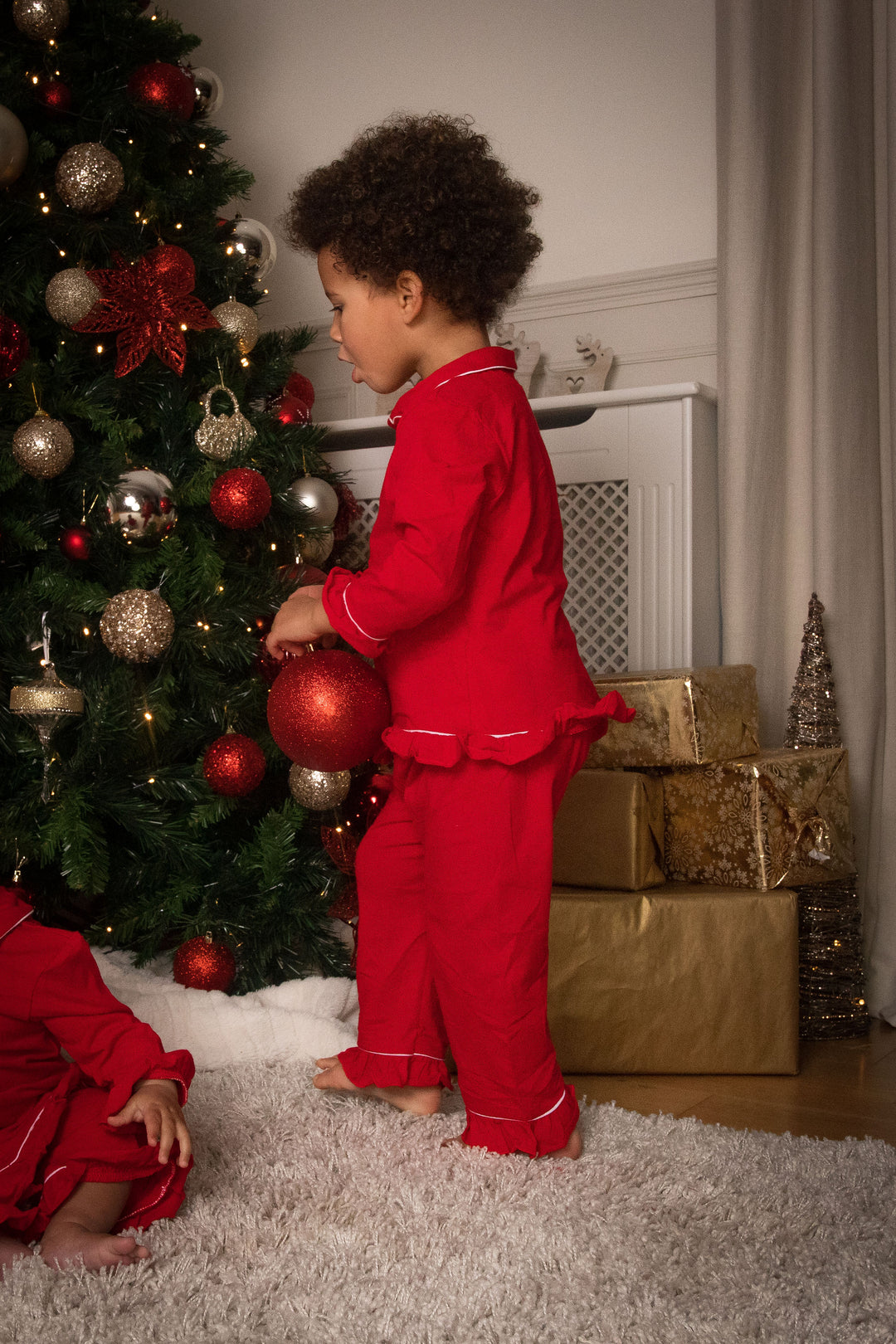 CANDY CANE - Girl's Red Two Piece Matching Pyjama Set *Option To Personalise!*