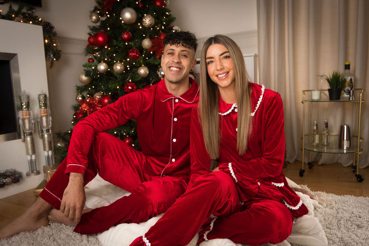 RED VELVET - Women's Red Plush Velour Matching Pyjamas