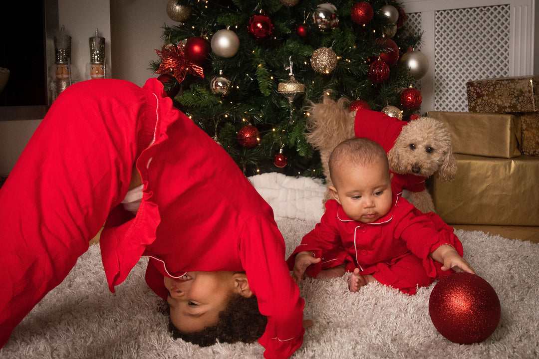 CANDY CANE - Girl's Red Two Piece Matching Pyjama Set *Option To Personalise!*