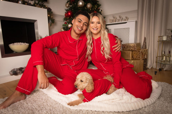 CANDY CANE - Men's Red Two Piece Matching Pyjama Set *Option To Personalise!*