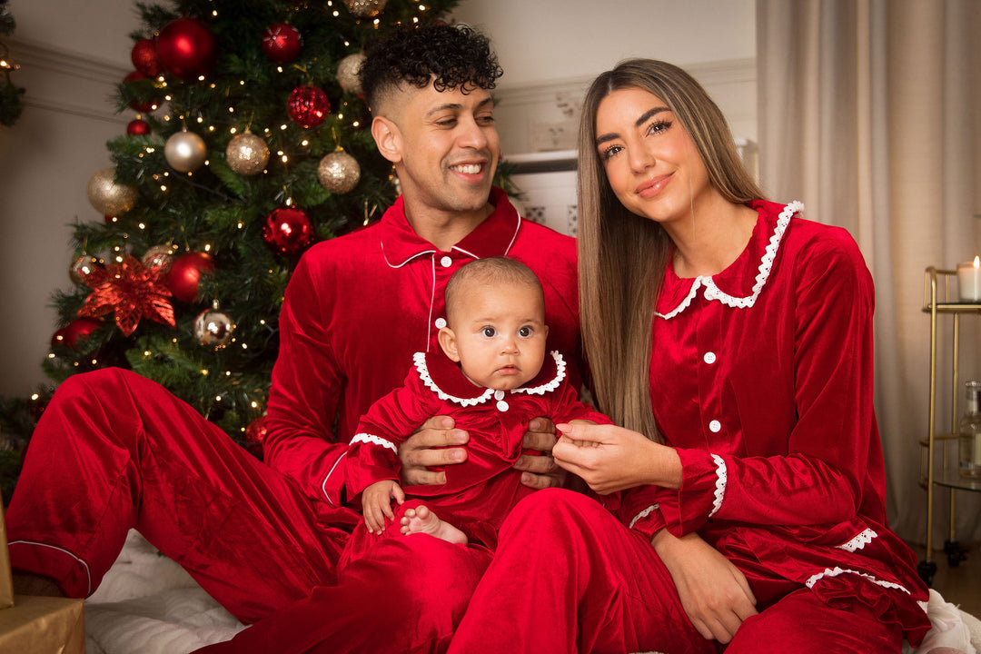 RED VELVET - Women's Red Plush Velour Matching Pyjamas