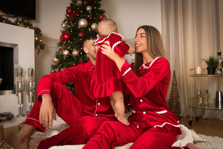 RED VELVET - Women's Red Plush Velour Matching Pyjamas