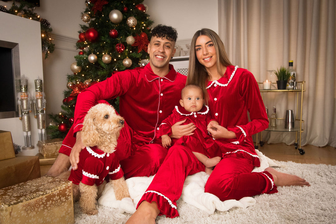 RED VELVET - Boy's Red Plush Velour Matching Pyjamas