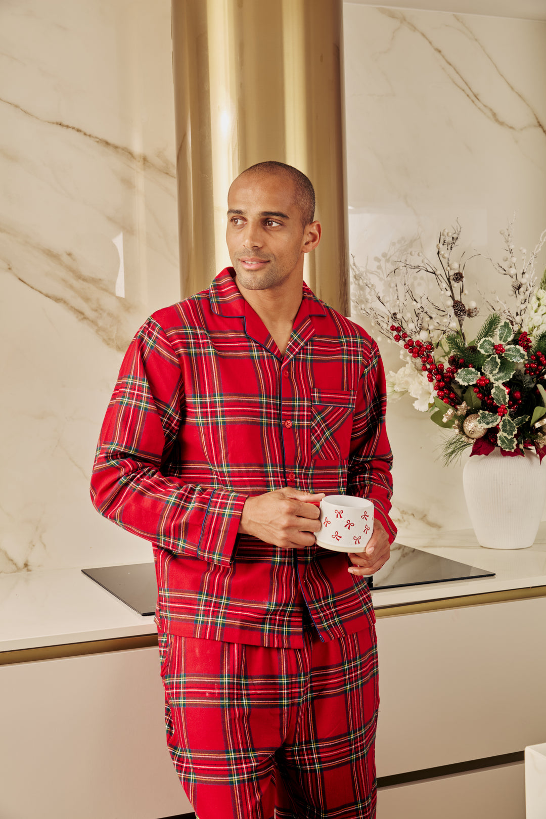 CHECK THE HALLS - Men's Two Piece Long Matching Pyjama Set